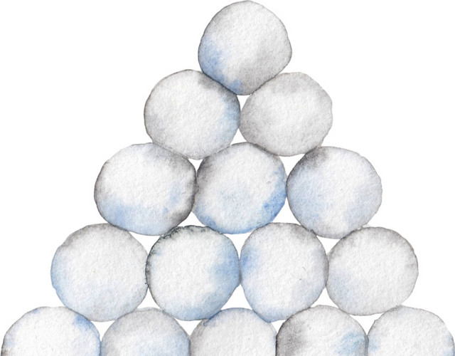 彩色水彩手绘雪球矢量素材