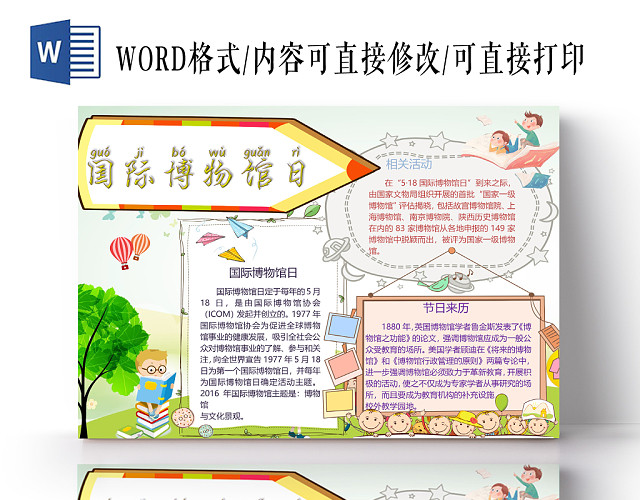 国际博物馆日小学生手抄报