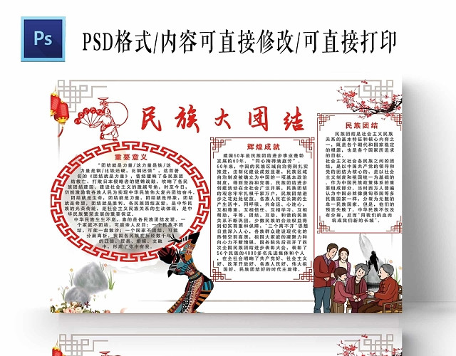 中国风民族大团结手抄报