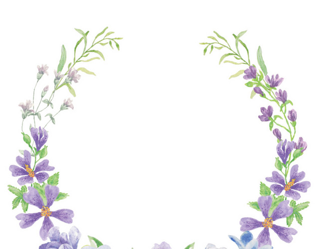 水彩花朵花环素材