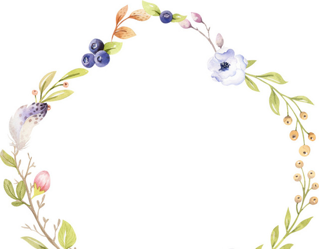 叶子花朵边框花环