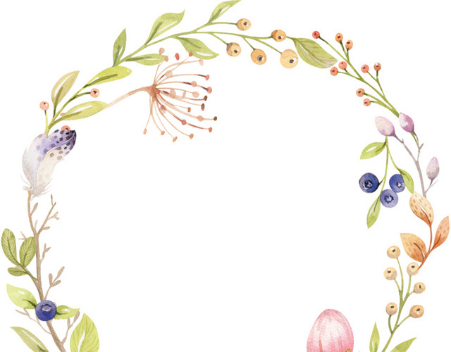 叶子花朵边框花环