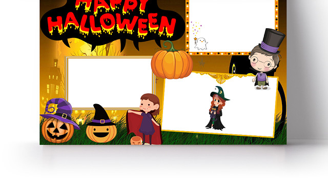 简约黄HAPPY HALLOWEEN万圣节手抄报WORD模板