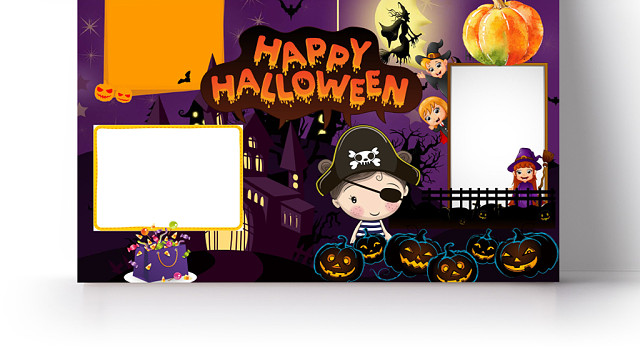 简约紫HAPPY HALLOWEEN万圣节手抄报WORD模板