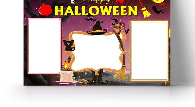 简约紫HAPPY HALLOWEEN万圣节手抄报WORD模板