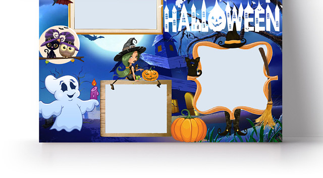 简约蓝HALLOWEEN万圣节手抄报WORD模板
