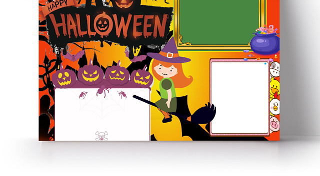 简约可爱HAPPYHALLOWEEN万圣节手抄报WORD模板
