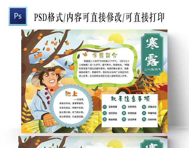 卡通寒露手抄报