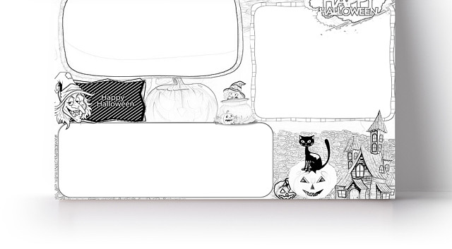 简约可爱HAPPYHALLOWEEN万圣节手抄报WORD模板