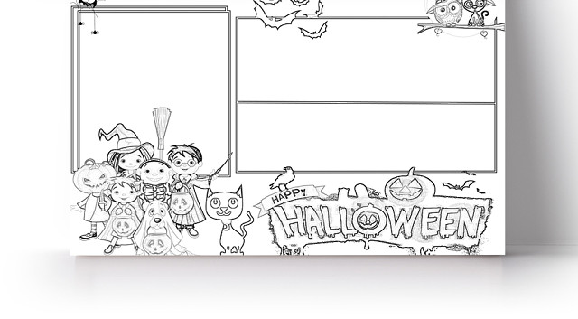 简约可爱HAPPYHALLOWEEN万圣节手抄报WORD模板