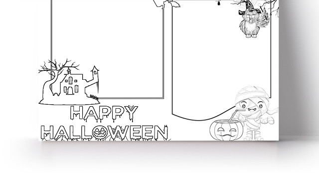 简约可爱HAPPYHALLOWEEN万圣节手抄报WORD模板