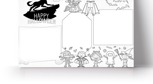 简约可爱HAPPYHALLOWEEN万圣节手抄报WORD模板