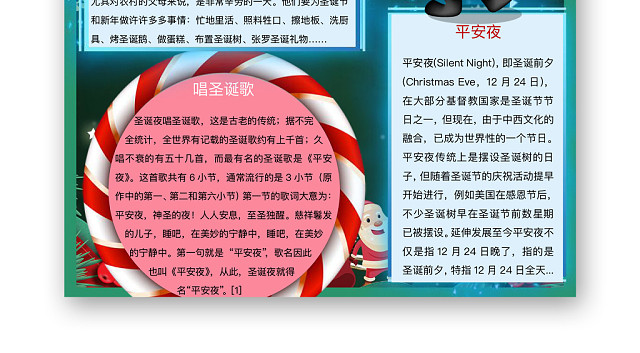 简约可爱平安夜圣诞手抄报WORD模板