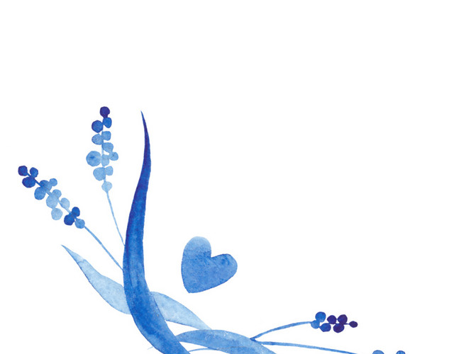 蓝色水彩花植物素材