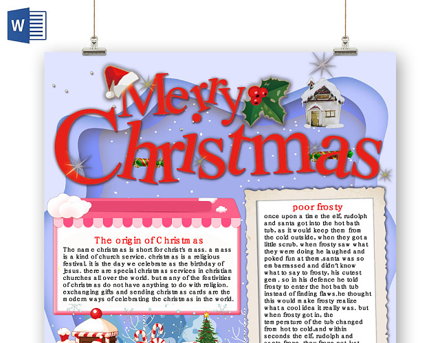 简约可爱MERRYCHRISTMAS圣诞节小报WORD