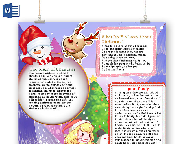 简约可爱MERRYCHRISTMAS圣诞节小报WORD