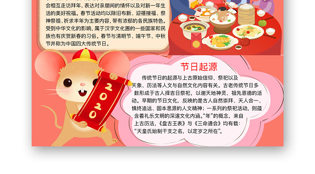 红色喜庆新年好手抄报WORD模板