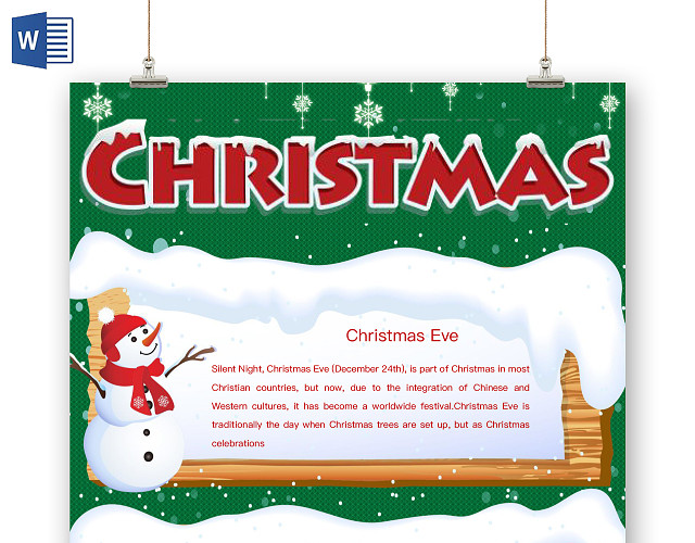 简约可爱CHRISTMAS小报WORD模板圣诞节