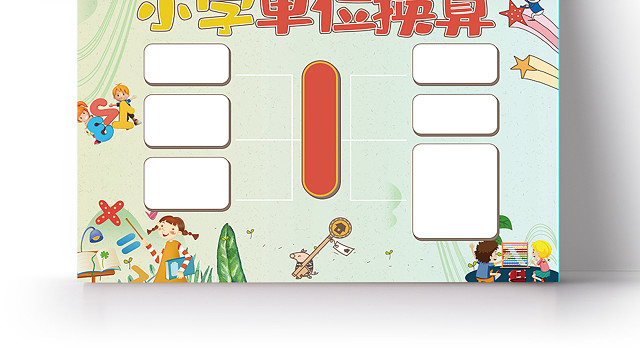 儿童卡通小学单位换算思维导图手抄报