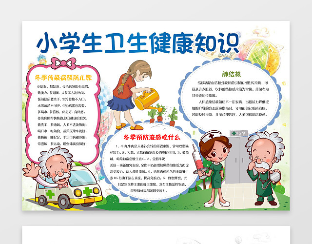 可爱卡通医生小学生卫生健康知识手抄报健康小报