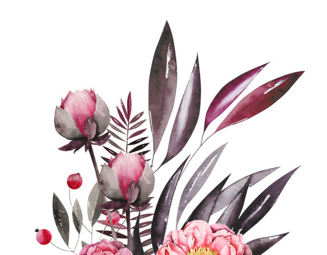 水彩手绘唯美花束素材