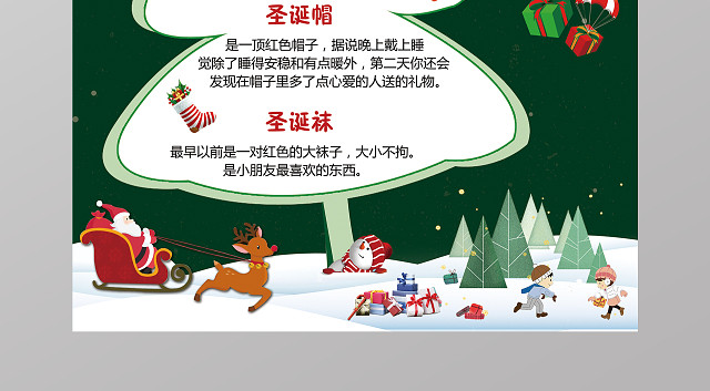 绿色风格红色点缀圣诞卡通手抄报节日小报