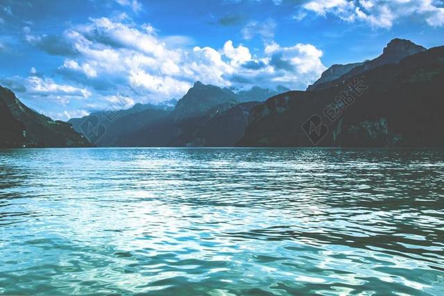 湖 山 瑞士 景观 性质 湖滨区 高山 BERGSEE 全景