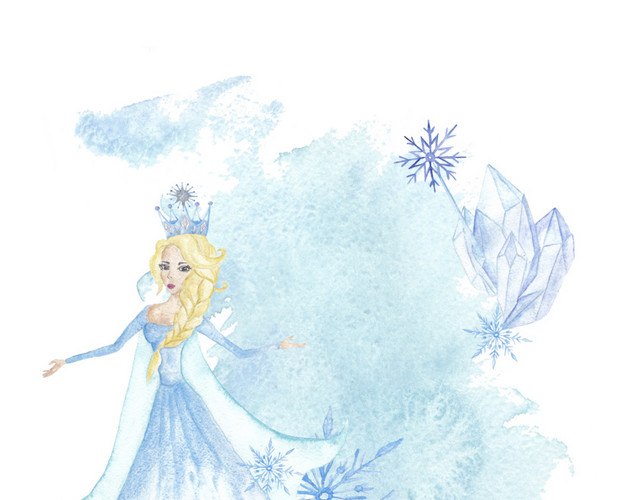 蓝色白雪裙子素材