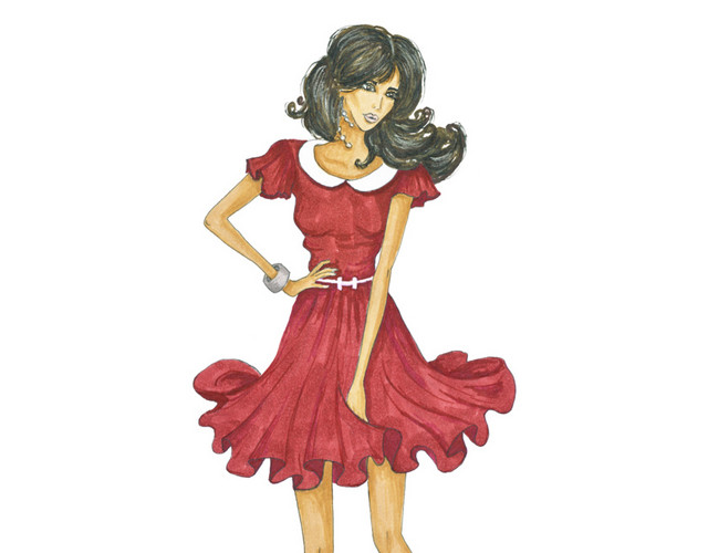 红色女士短裙素材
