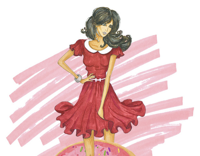 粉红色女士甜甜圈素材