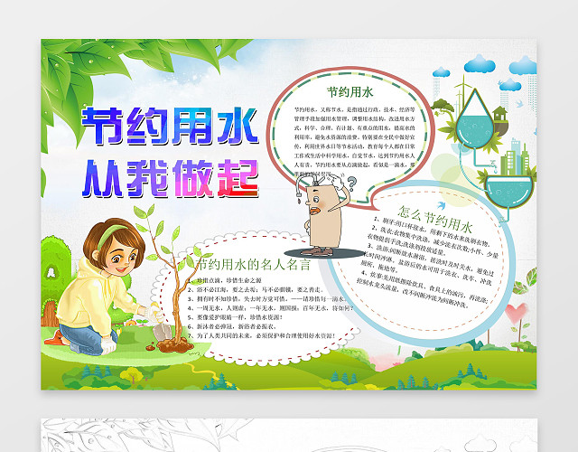 节约用水从我做起节水小报环保小报手抄报WORD