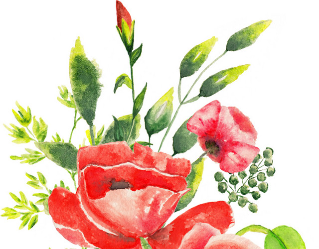 水彩花