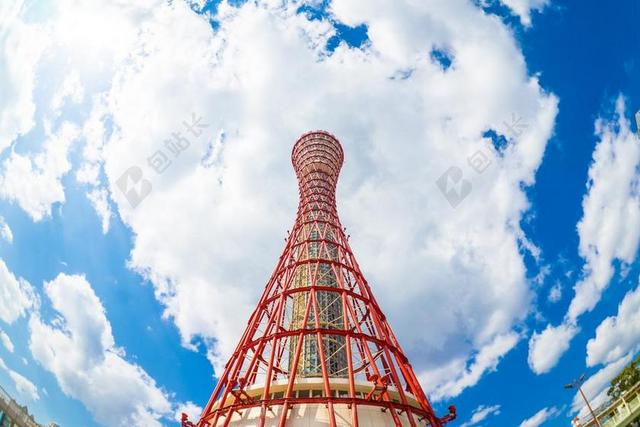 神户 塔 美利坚公园 一天 蓝色的天空 景观 阳光明媚