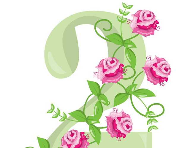 绿色数字花朵素材