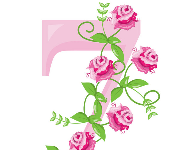 粉红色数字花朵素材