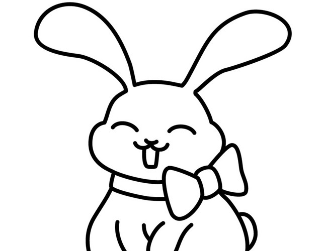 白色蝴蝶结小兔子素材