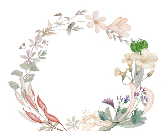 紫色花朵花圈素材
