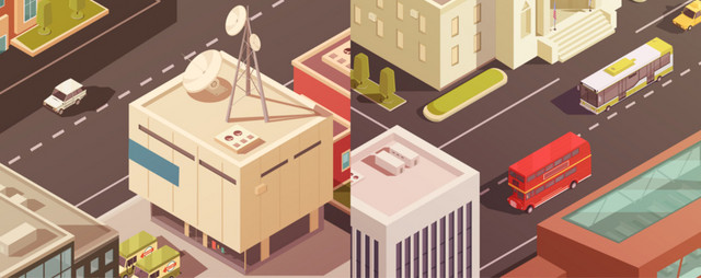 卡通3D楼房建筑矢量元素