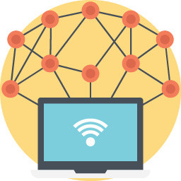 互联网信息分布连接世界各地图标矢量元素