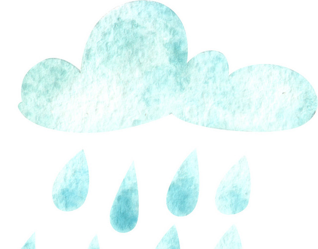 手绘云朵矢量下雨天气素材