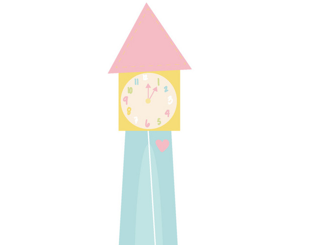 彩色钟楼卡通插画素材
