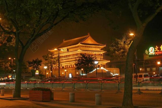 旅游夜景北京故宫背景图片
