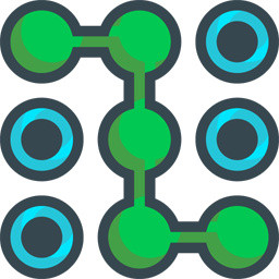 彩色卡通解锁九宫格线条图标插画素材