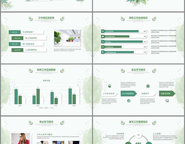 绿色清新简约2020述职报告年终总结工作总结PPT模板