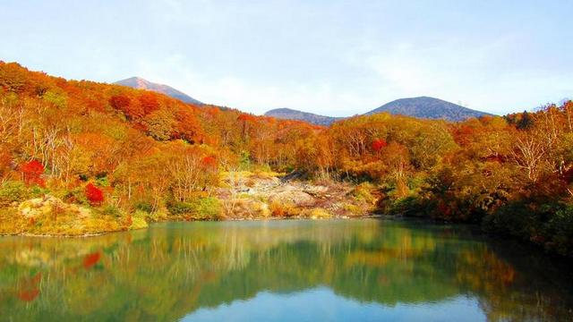 秋季 天空 秋季树叶 云 景观 湖 日本的秋天 自然 植物