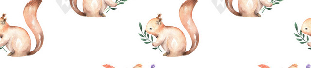 卡通手绘动物松鼠水彩背景插画素材