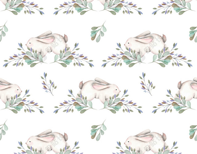 手绘水彩插画兔子背景素材