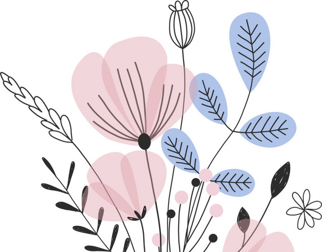 彩色花束卡通插画素材