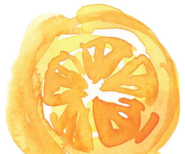 彩色清新水果香橙水彩插画