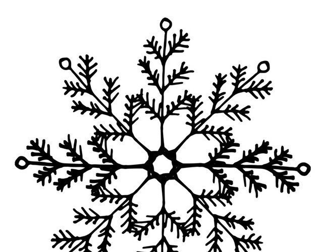 带花的雪花矢量元素